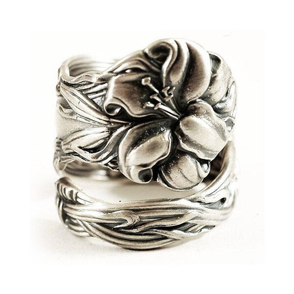 Vintage Silver Floral Spoon Ring