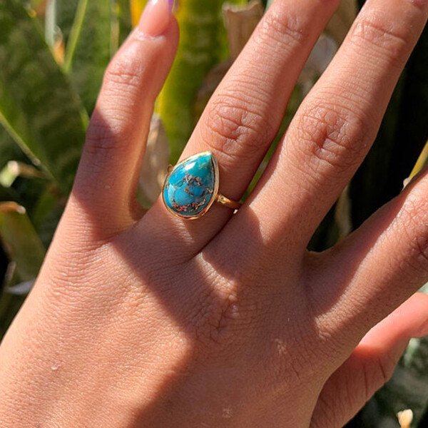 Turquoise Tear Drop Ring