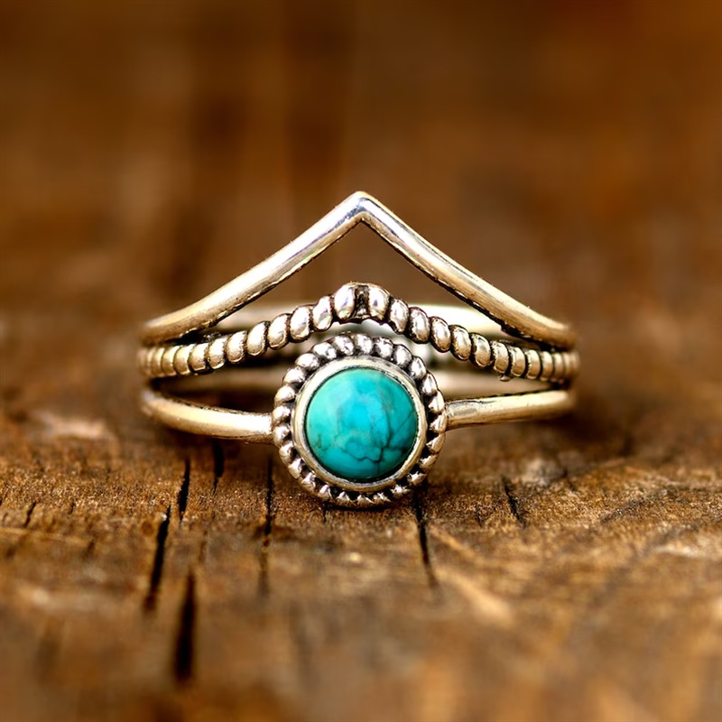 Creative hollow turquoise ring