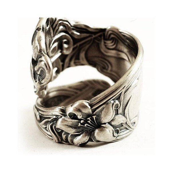 Vintage Silver Floral Spoon Ring
