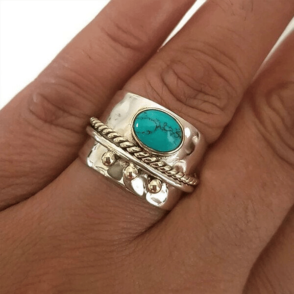 925 Turquoise Wide Band Ring