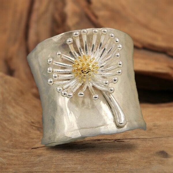 925 Blooming Daisy Wide Band Ring