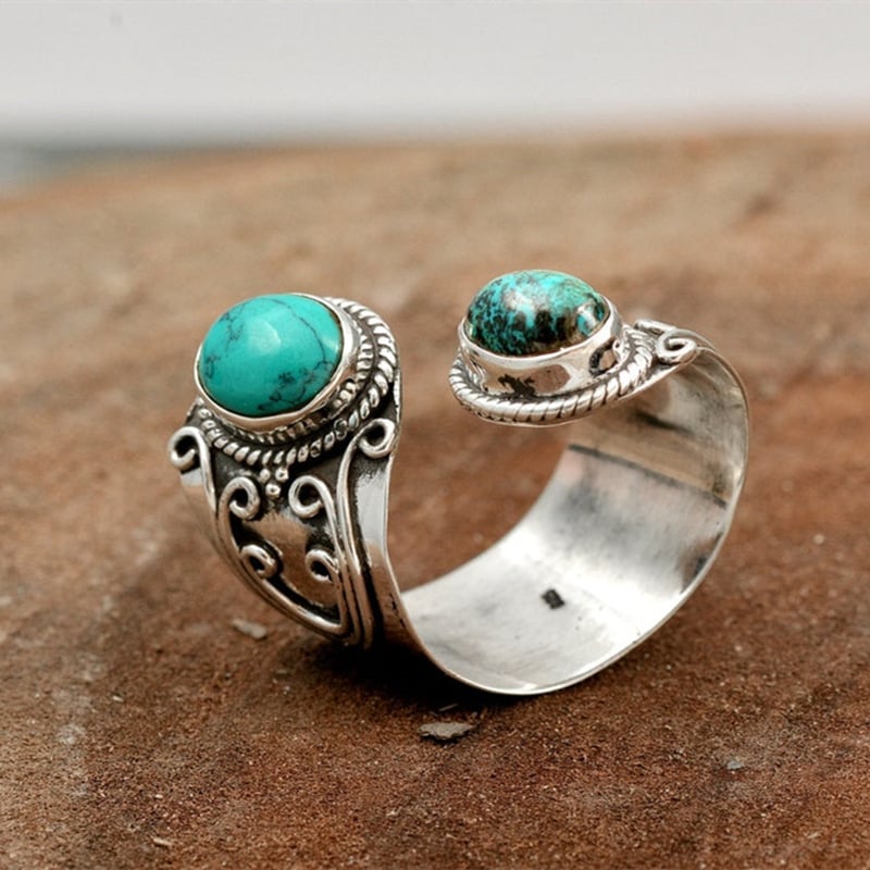 925 Double Turquoise Surround Ring