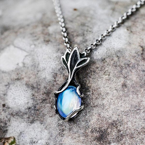 Natural Flower Moonstone Necklace