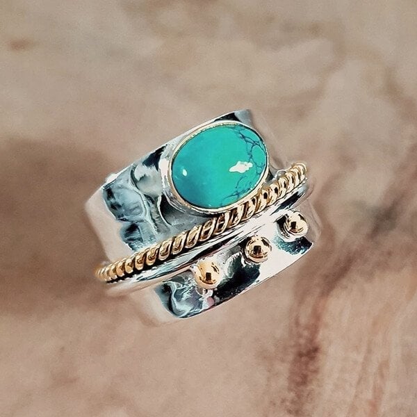 925 Turquoise Wide Band Ring