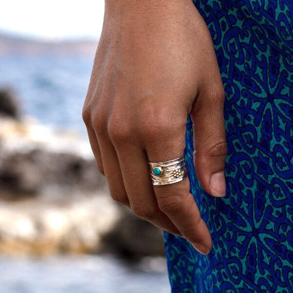 Bohemian Gemstone Meditation Silver Ring