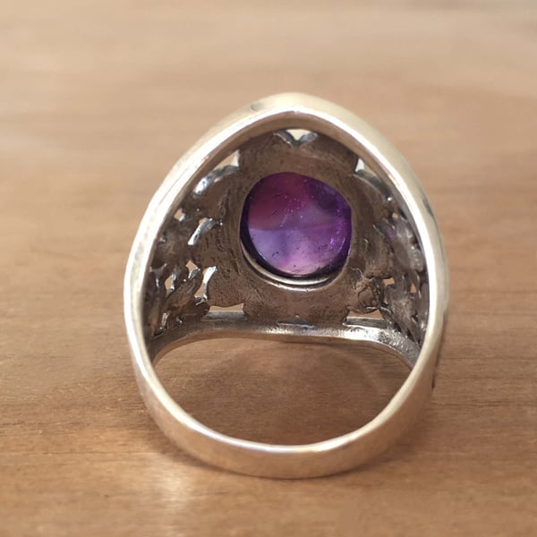 925 Purple Gemstone Flower Ring