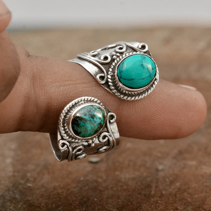 925 Double Turquoise Surround Ring