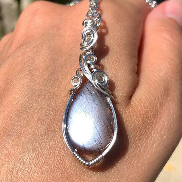 Teardrop Shaped Moonstone Pendant Necklace