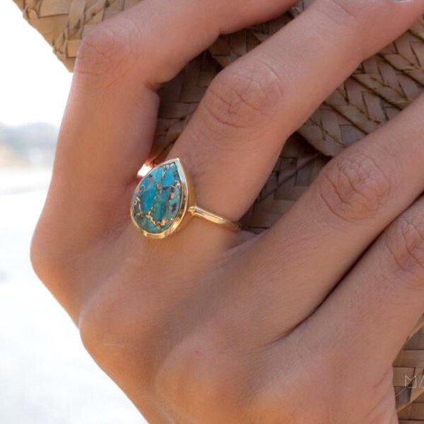 Turquoise Tear Drop Ring