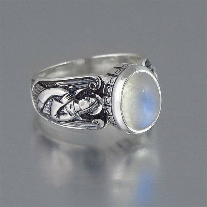 Guardian Angel Moonstone Silver Ring