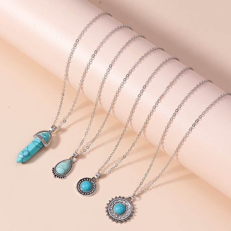 925 Turquoise Layered Drop Necklace