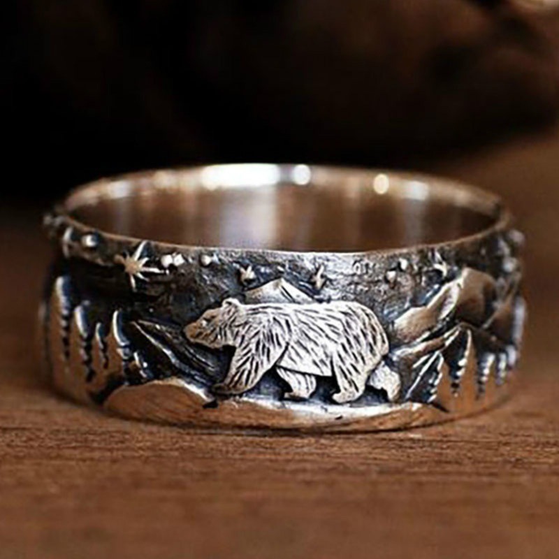 925 Bear Walks Through Forest Ring