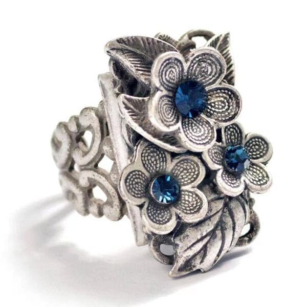 925 Floral Sapphire Ring