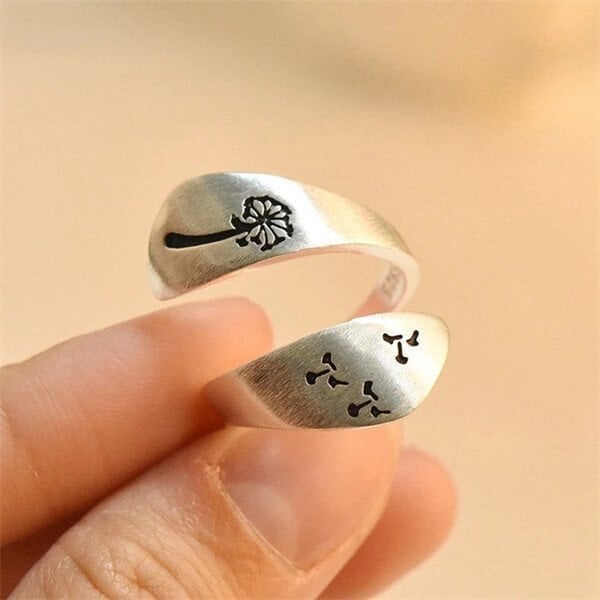 925 Hand Carved Dandelion Ring