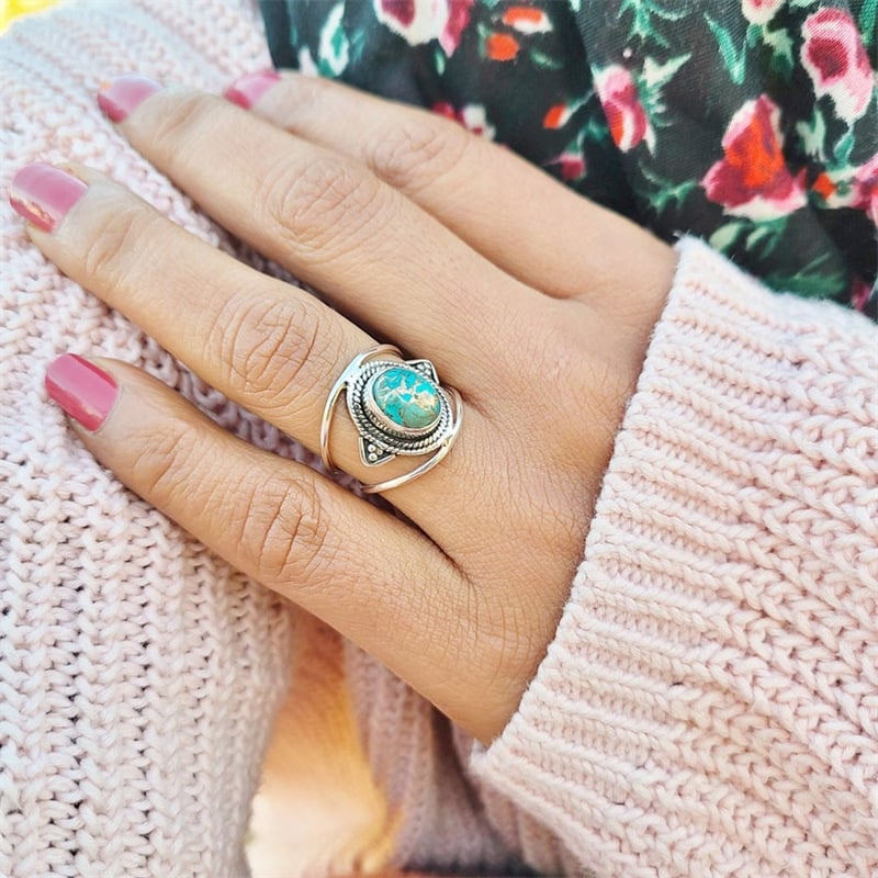 925 Oval Turquoise Ring