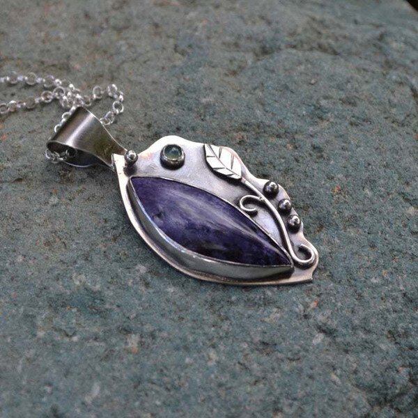 Amethyst Leaf Pendant Necklace