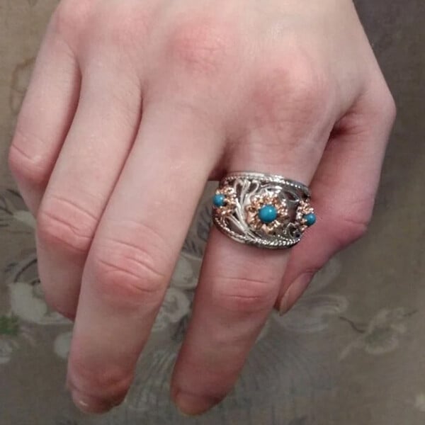 925 Golden Flower Ring