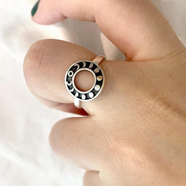 Vintage Silver Moon Phase Ring