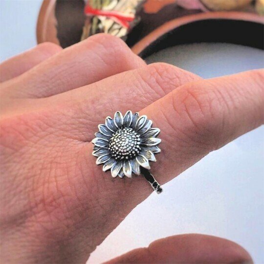 Sterling Silver Sunflower Ring