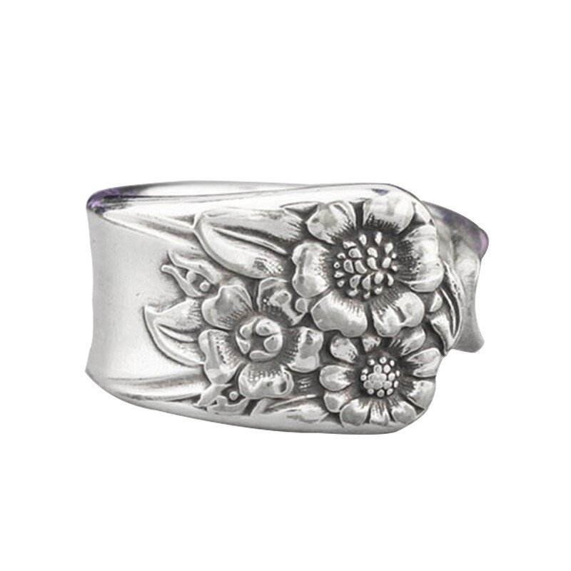 Sunflower Silver Spoon Adjustable Ring