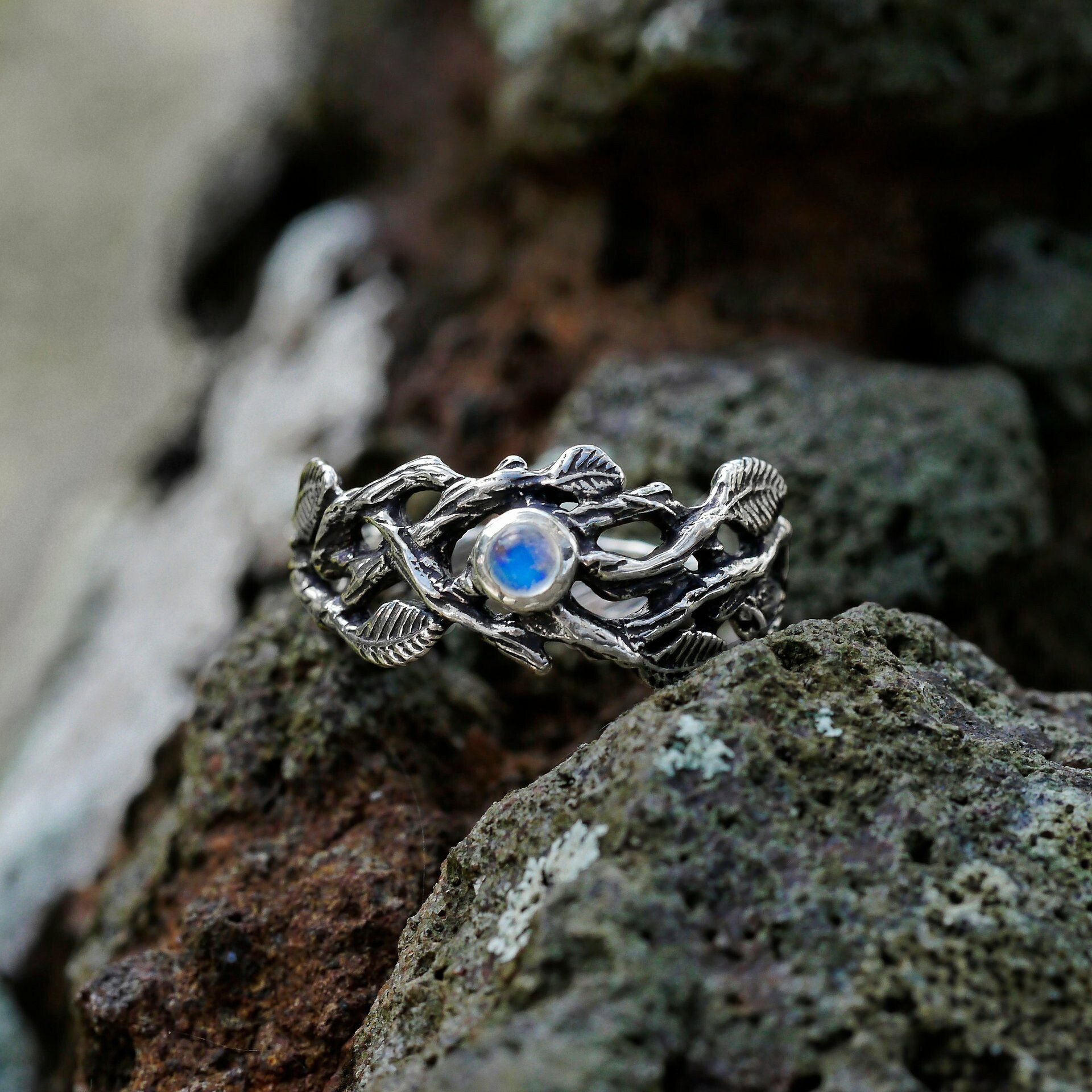 Moonstone Branch Ring