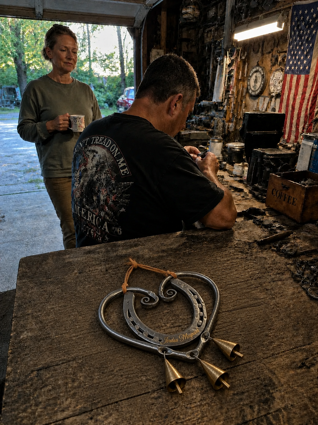 Handmade horseshoe wind chime