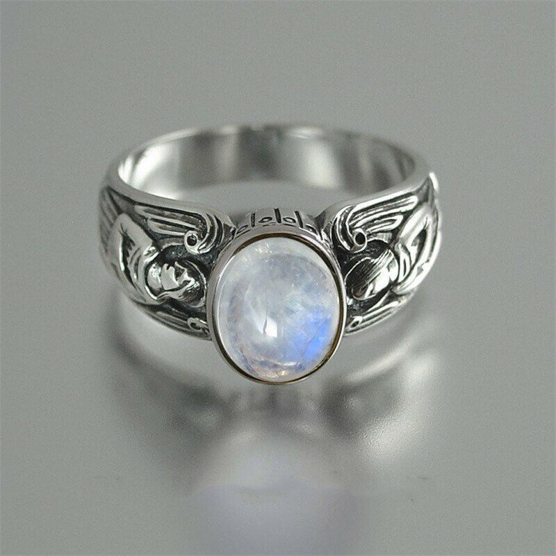 Guardian Angel Moonstone Silver Ring