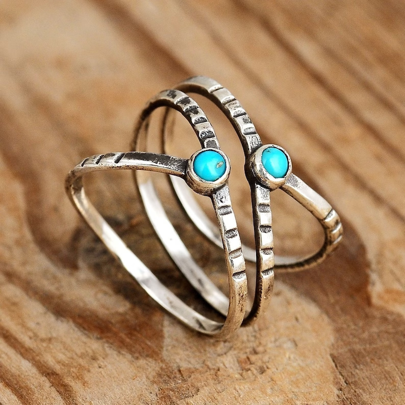 Vintage Boho Openwork Wide Turquoise Ring
