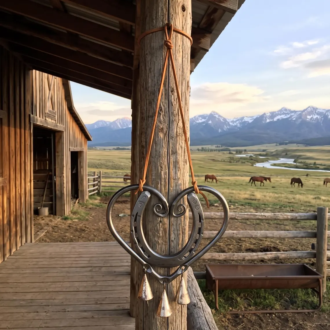 Heart horseshoe wind chime