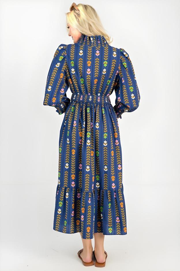 Linear Bloom Midnight Maxi Dress