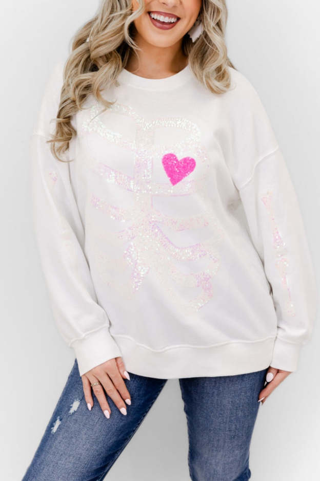 Skeleton Sequin Embellished Sweatshirt