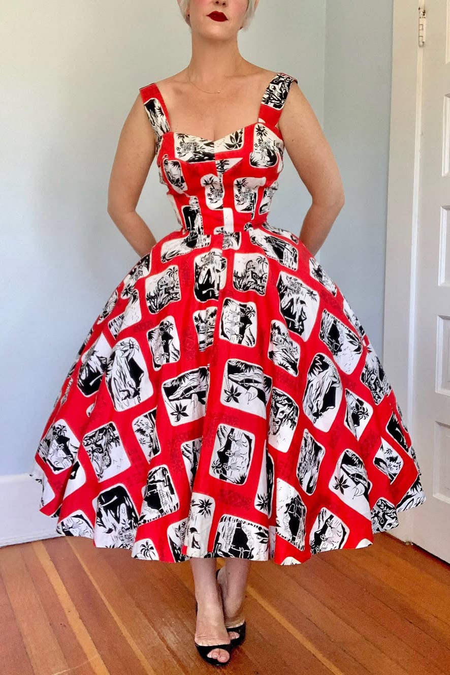 Vintage 1950s Crisp Sundress & Bolero Dress