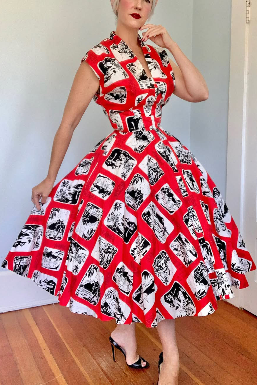 Vintage 1950s Crisp Sundress & Bolero Dress