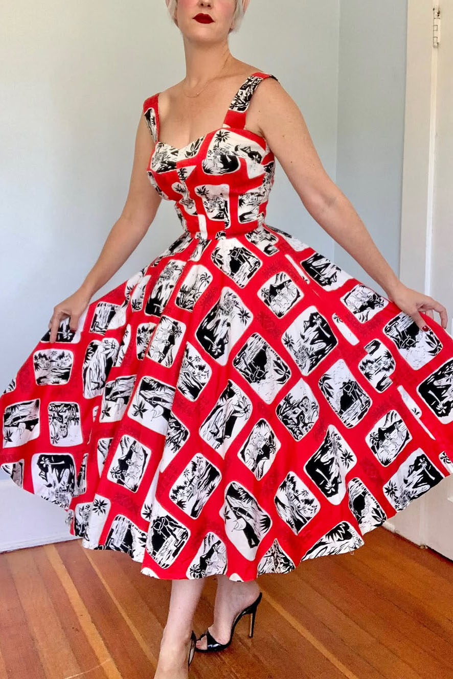 Vintage 1950s Crisp Sundress & Bolero Dress