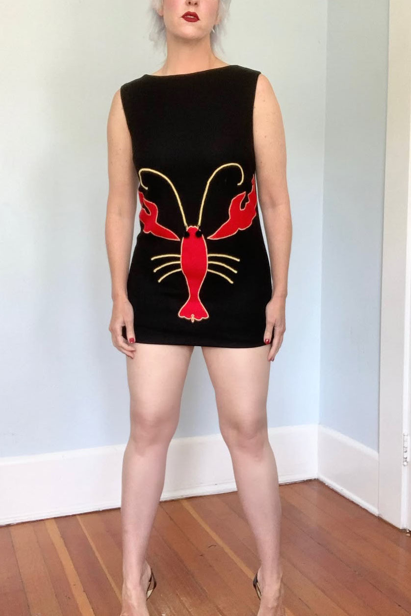 Embroidery Crayfish Mini Dress