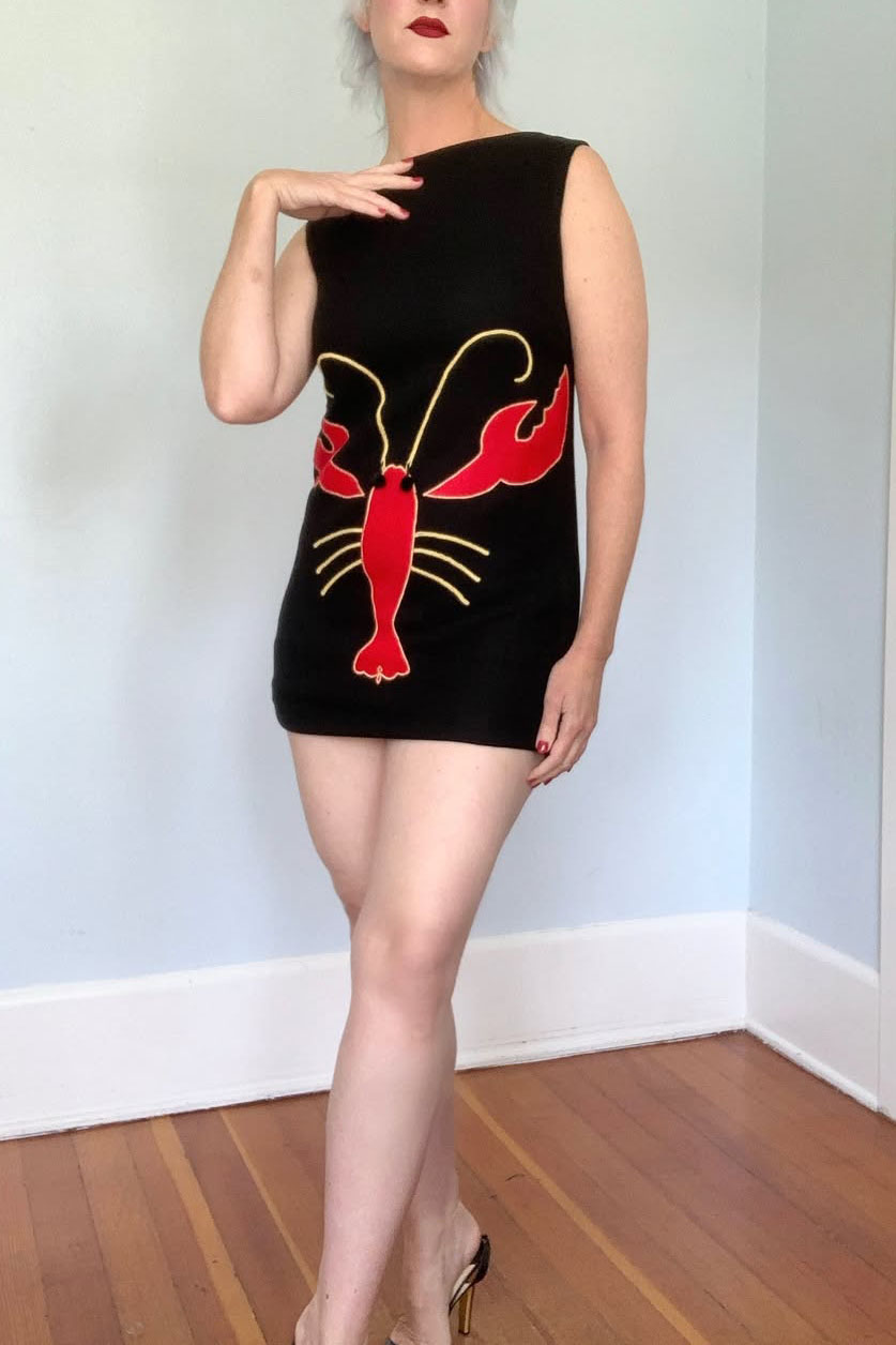 Embroidery Crayfish Mini Dress