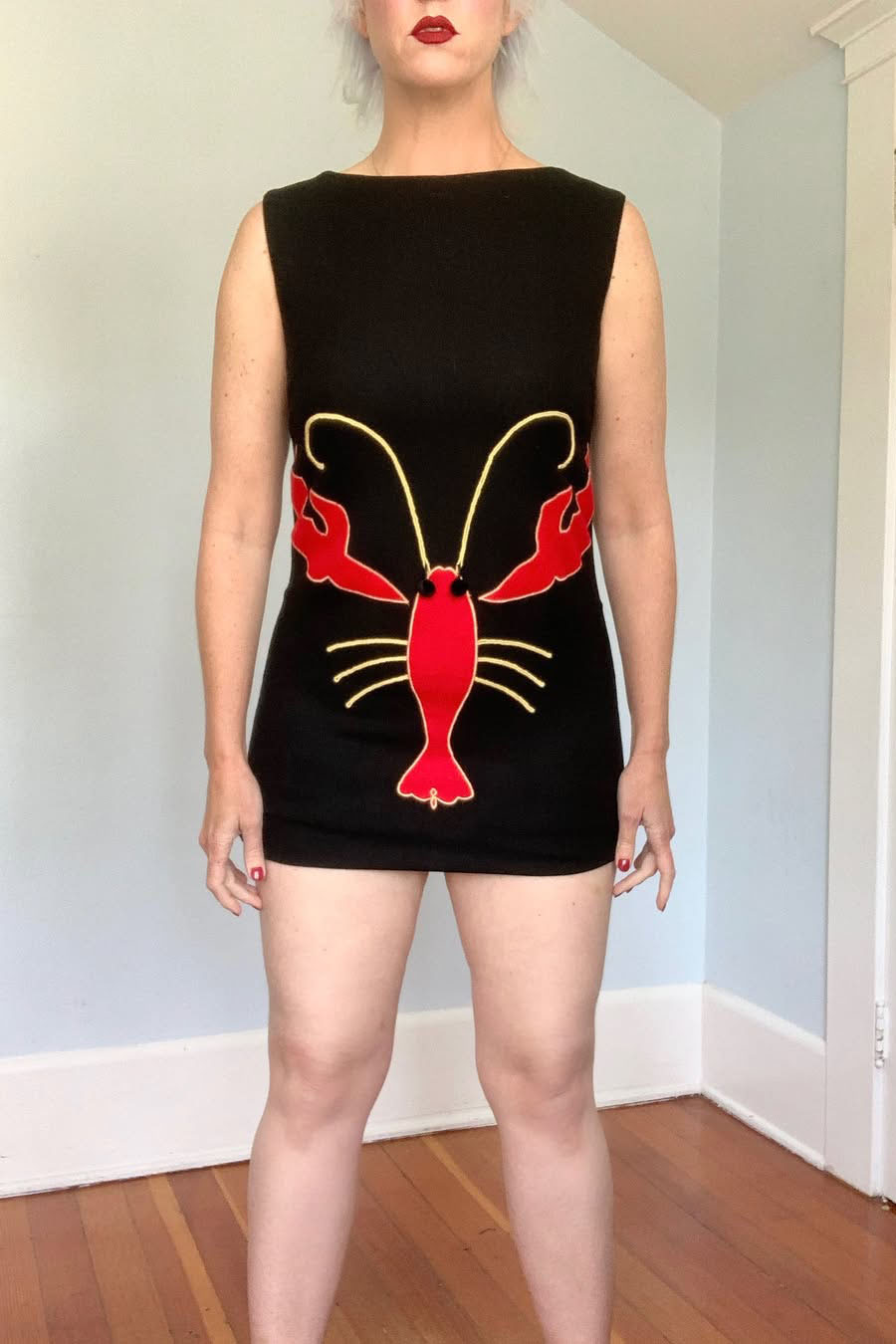 Embroidery Crayfish Mini Dress