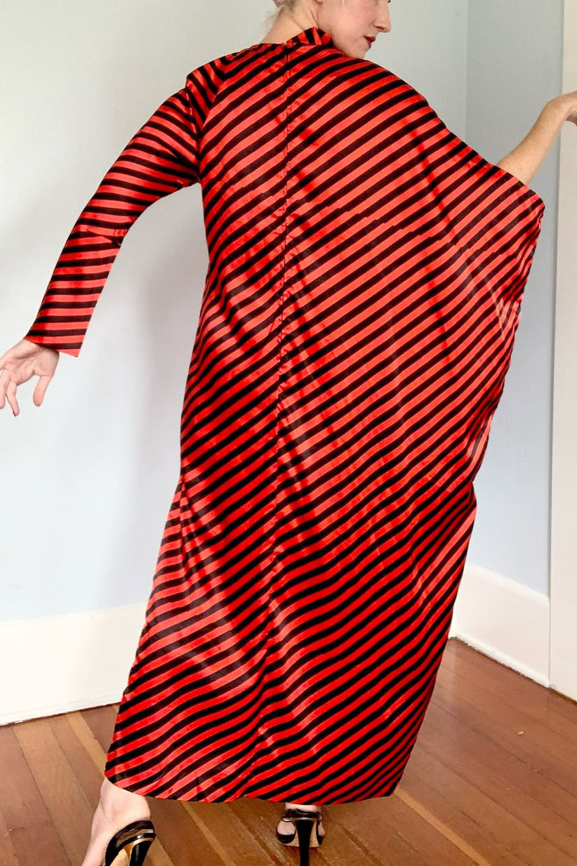 Vintage Asymmetrical Striped Dress