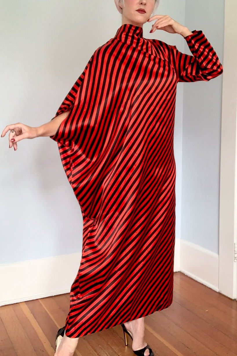 Vintage Asymmetrical Striped Dress