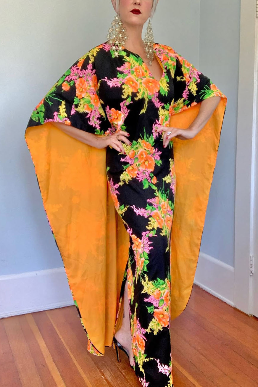 Vintage Floral Cape Dress