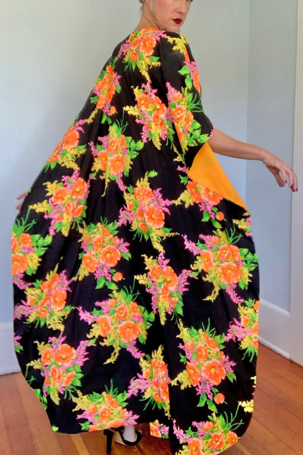 Vintage Floral Cape Dress