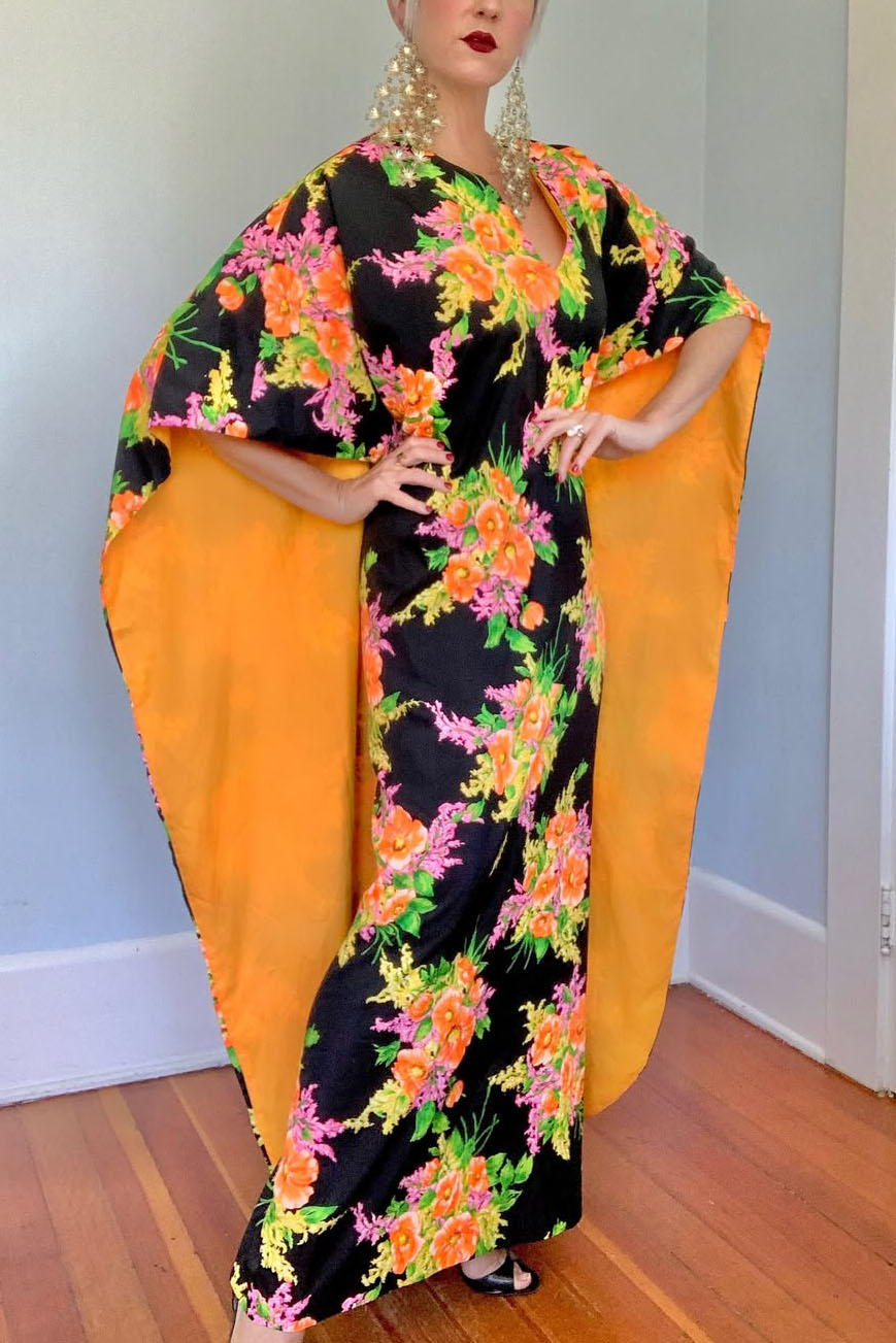 Vintage Floral Cape Dress