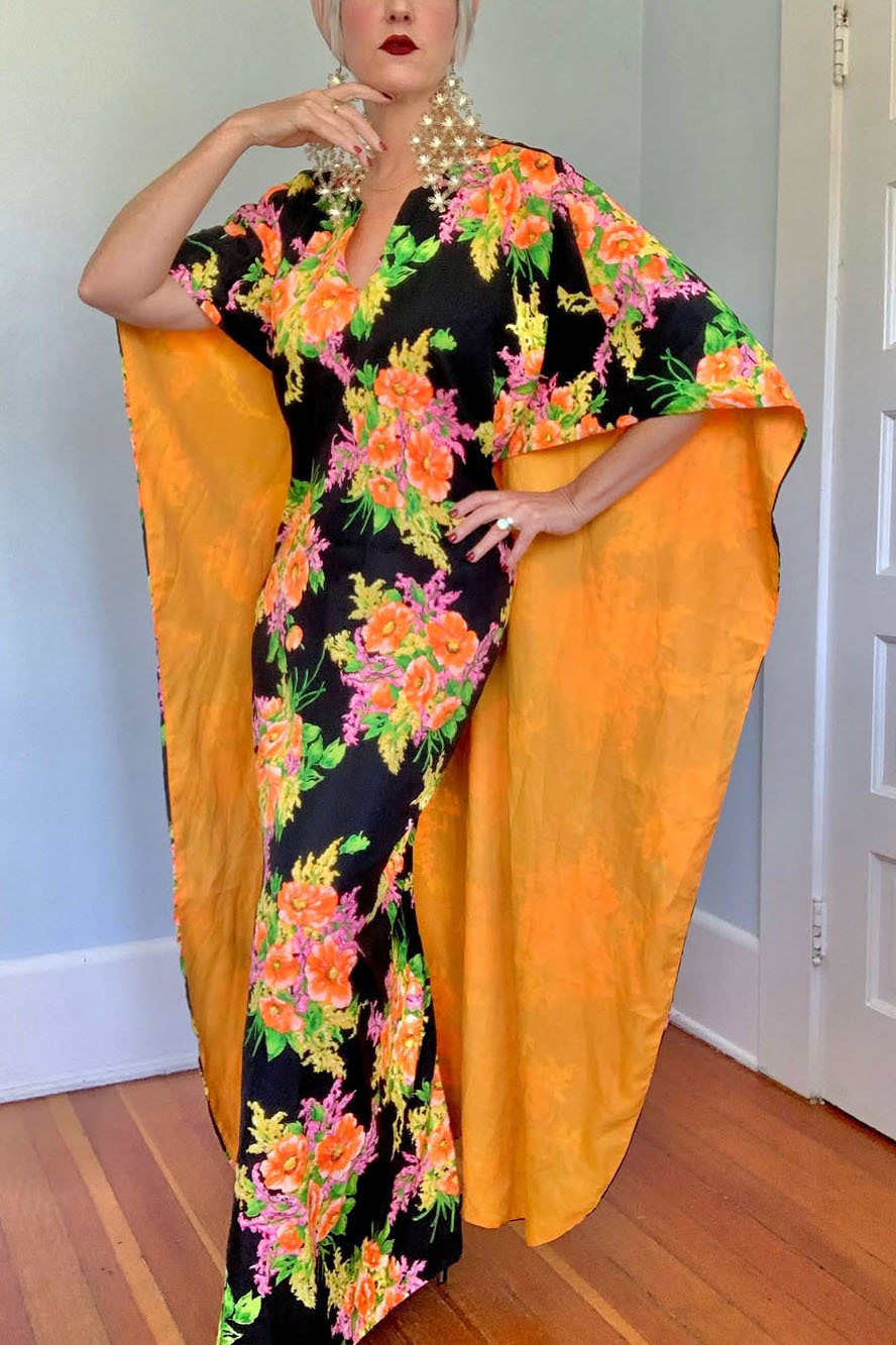 Vintage Floral Cape Dress