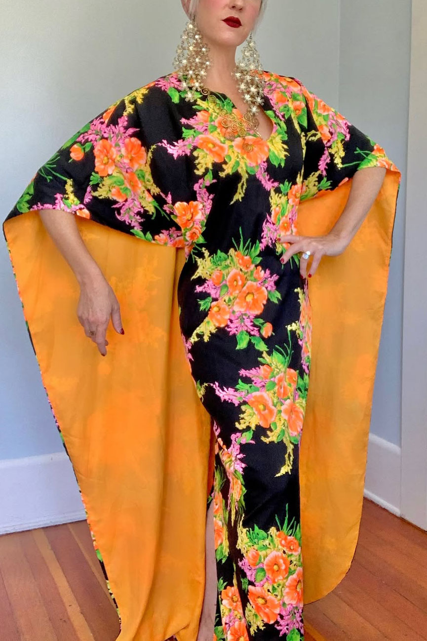 Vintage Floral Cape Dress
