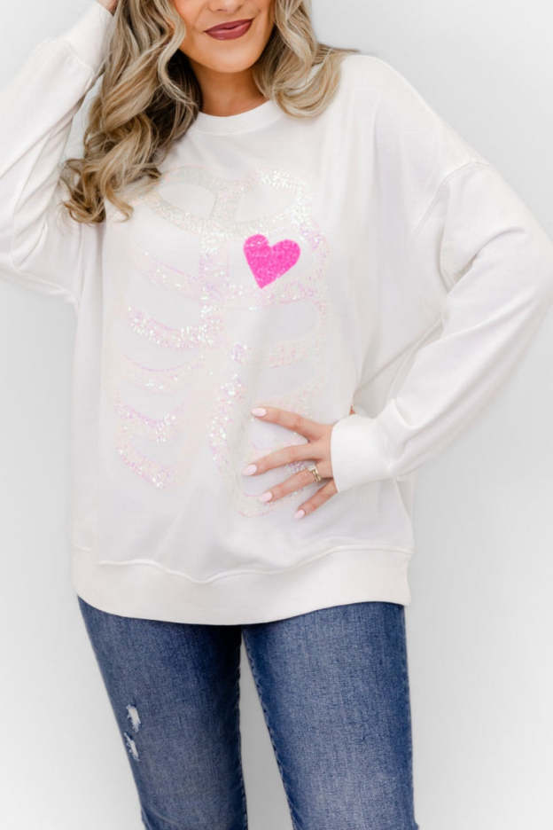 Skeleton Sequin Embellished Sweatshirt