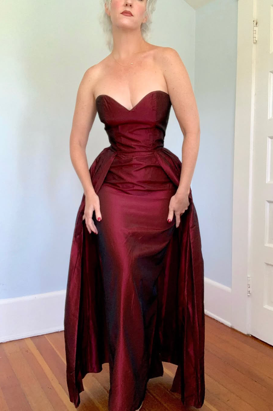 1950s Vintage Strapless Evening Gown Dress