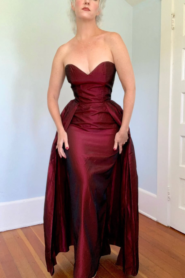 1950s Vintage Strapless Evening Gown Dress