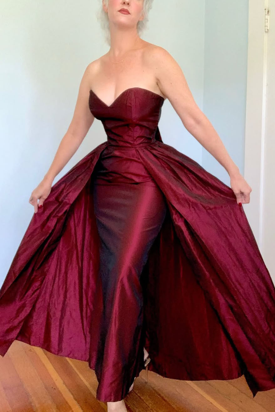 1950s Vintage Strapless Evening Gown Dress