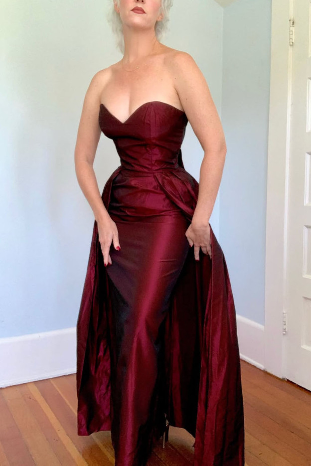 1950s Vintage Strapless Evening Gown Dress